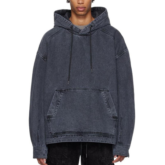 Men's Loose Distressed Denim Hoodie 9883357577400