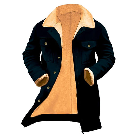 Men's Solid Color Printed Button Patchwork Coat 9261105971384