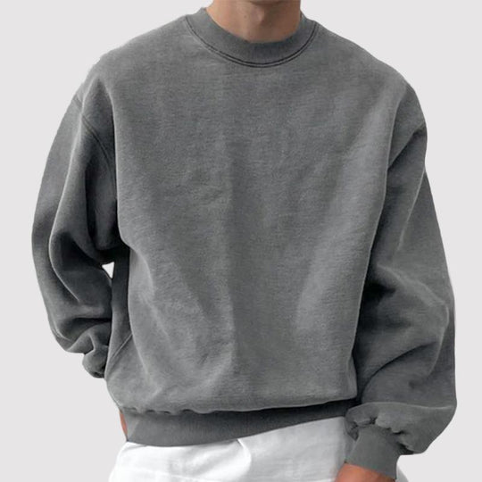 Men's Solid Color Loose Round Neck Long Sleeve Sweatshirt Elastic Waist Pants Casual Set 9877927592120