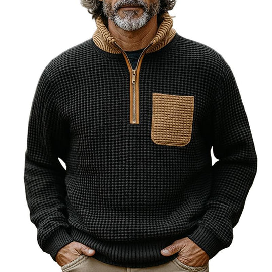 Men's Retro Casual Colorblock Checkered Sweatshirt 9873140809912