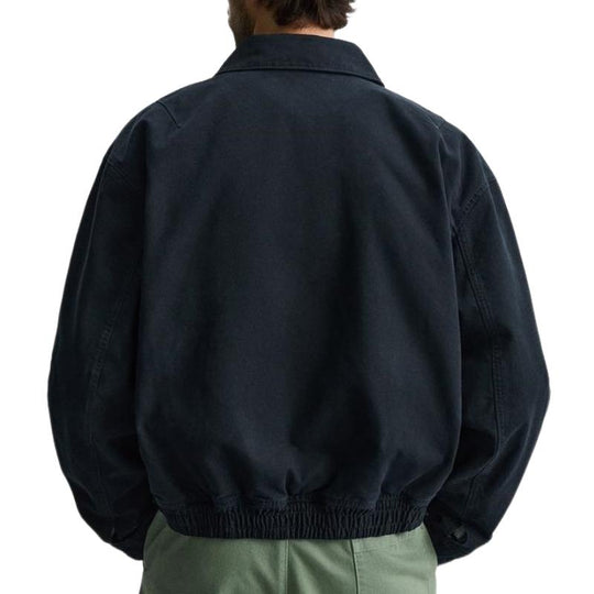 Men's All-match Navy Blue Lapel Canvas Jacket 9886819451064