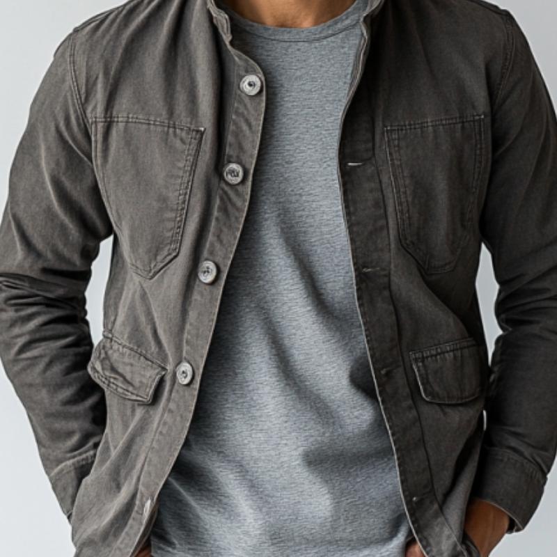 Men's Vintage Washed Multi Pocket Single Breasted Jacket 9887362678968