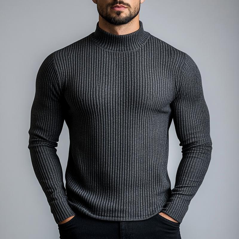 Men's Classic Casual Half Turtleneck Knitted Long Sleeve T-Shirt 9890062336184