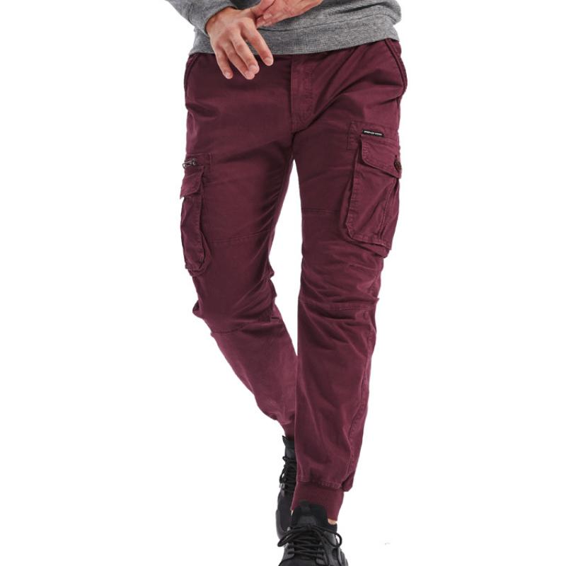 Men's Classic Casual Multi-Pocket Elastic Waist Cuff Pants 9261768409272
