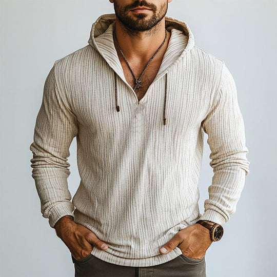 Men's Classic Casual Slim Fit Linen Hoodie 9890062434488