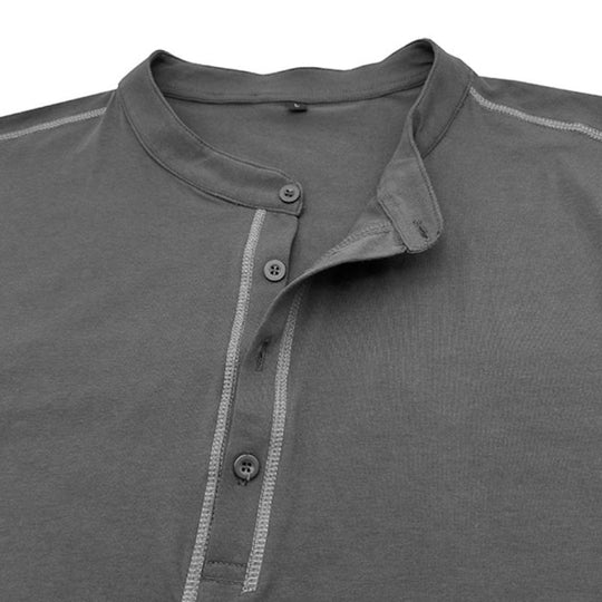 Men's Vintage Contrast Henley Collar Slim Fit Long Sleeve T-Shirt 9261136543928