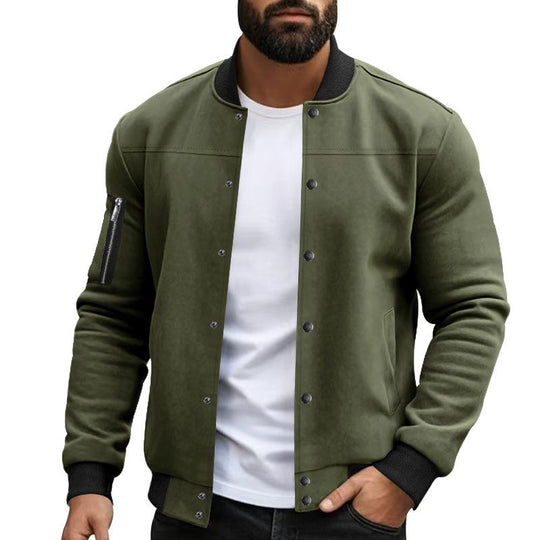 Men's Solid Color Suede Single Breasted Long Sleeve Casual Jacket 9879142072504